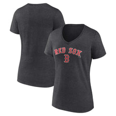Boston Red Sox Women's Team Lockup V-Neck T-Shirt - Charcoal