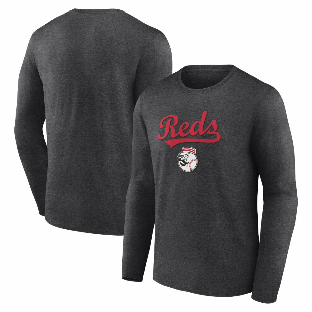 Cincinnati Reds Team Lockup Long Sleeve T-Shirt - Charcoal