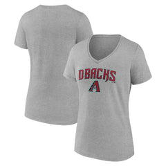 Arizona Diamondbacks Women's Team Lockup V-Neck T-Shirt - Gray