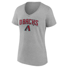 Arizona Diamondbacks Women's Team Lockup V-Neck T-Shirt - Gray