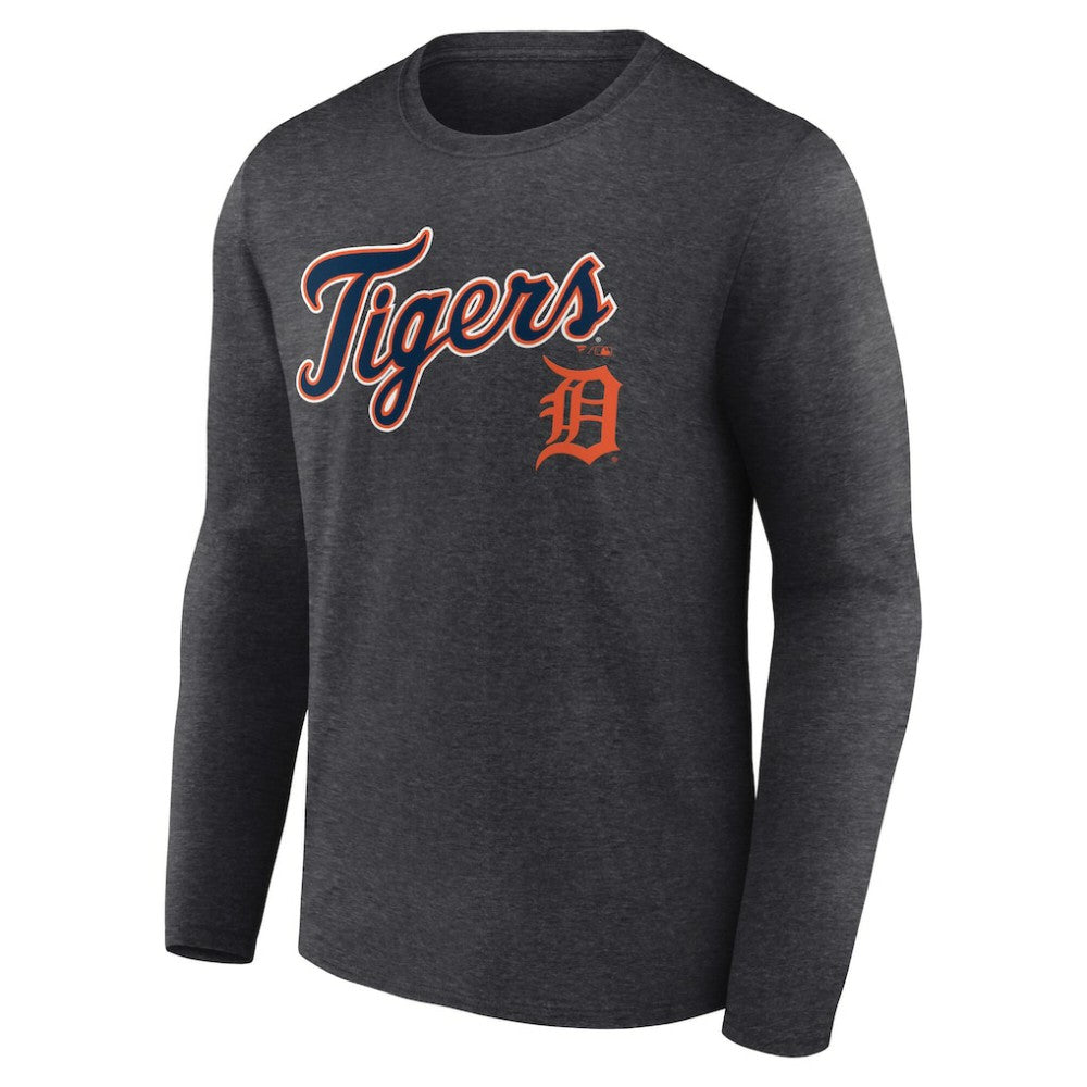 Detroit Tigers Team Lockup Long Sleeve T-Shirt - Charcoal