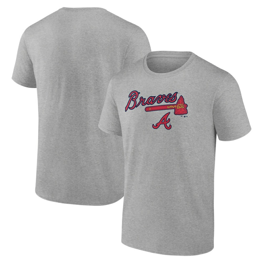 Atlanta Braves Team Lockup T-Shirt - Heather Gray
