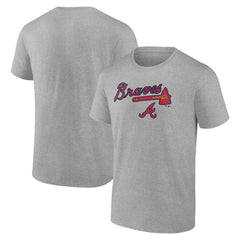 Atlanta Braves Team Lockup T-Shirt - Heather Gray