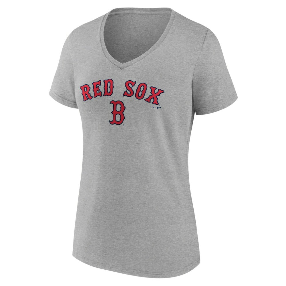 Boston Red Sox Women's Team Lockup V-Neck T-Shirt - Gray