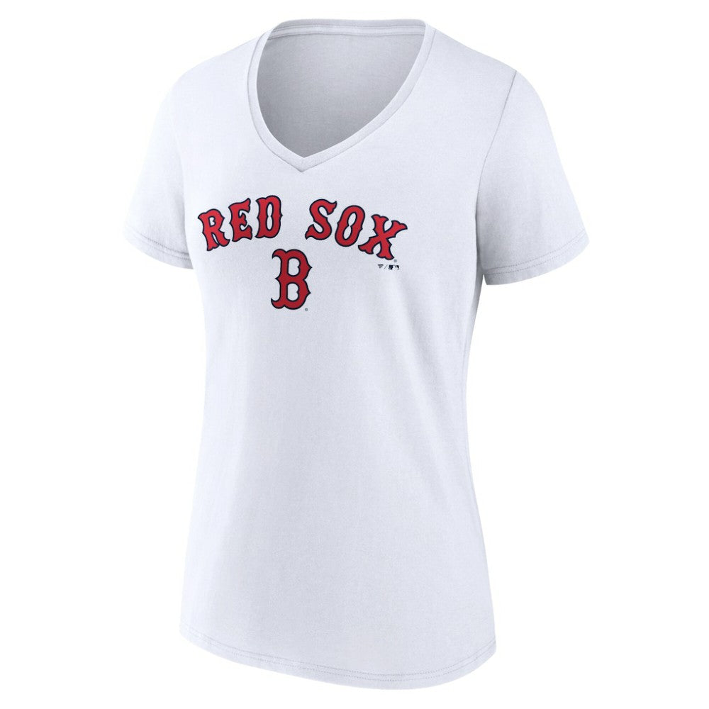 Boston Red Sox Women's Team Lockup V-Neck T-Shirt - White