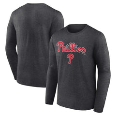 Philadelphia Phillies Team Lockup Long Sleeve T-Shirt - Charcoal
