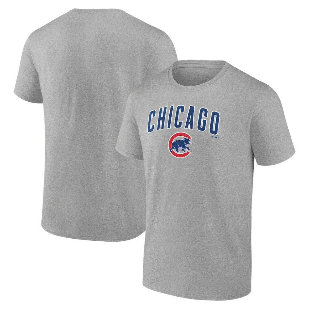 Chicago Cubs Team Lockup T-Shirt - Heather Gray