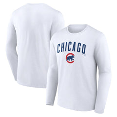 Chicago Cubs Team Lockup Long Sleeve T-Shirt - White