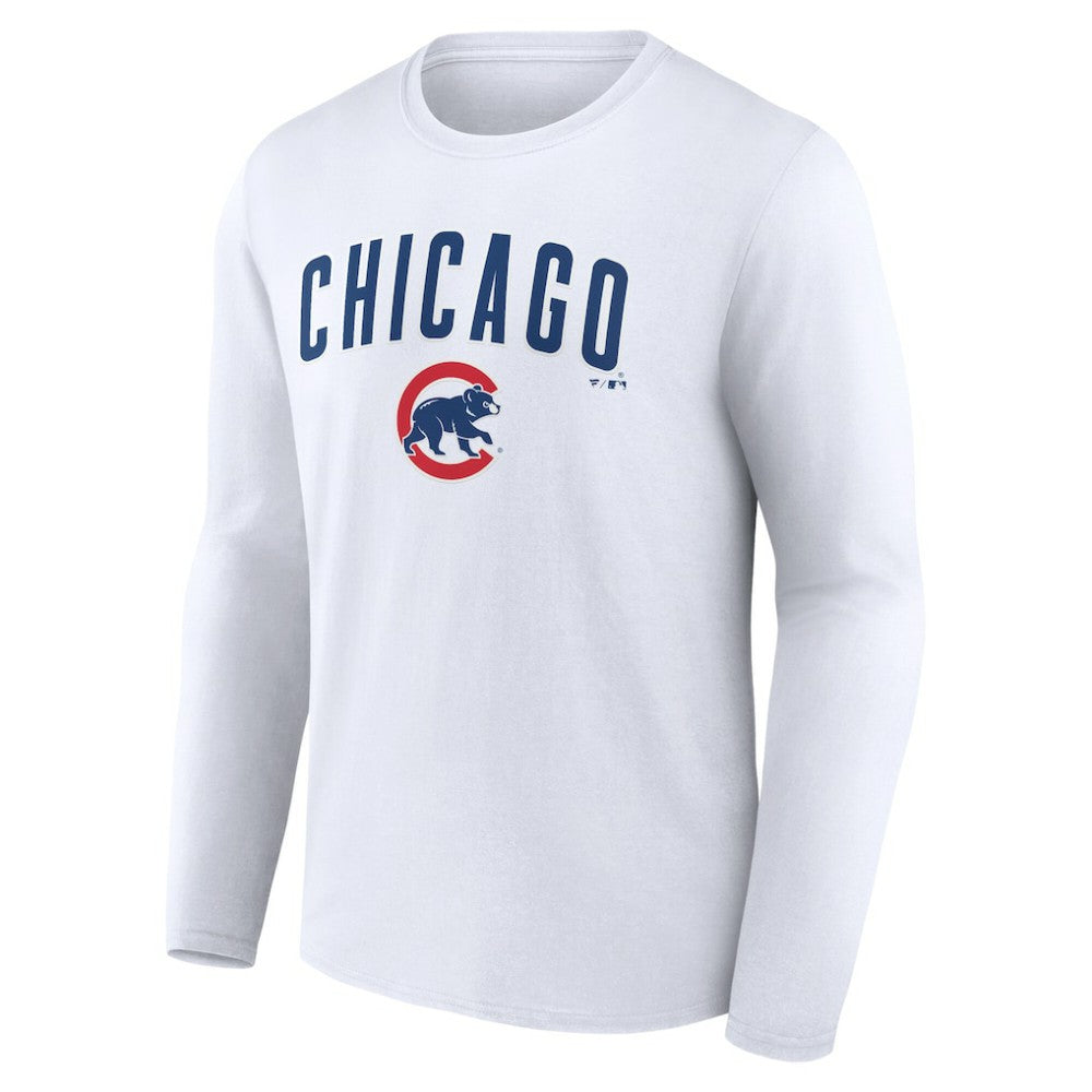 Chicago Cubs Team Lockup Long Sleeve T-Shirt - White