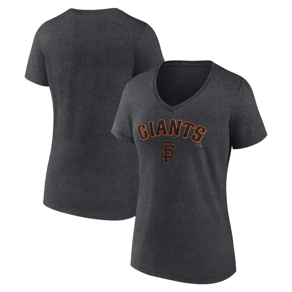 San Francisco Giants Women's Team Lockup V-Neck T-Shirt - Charcoal