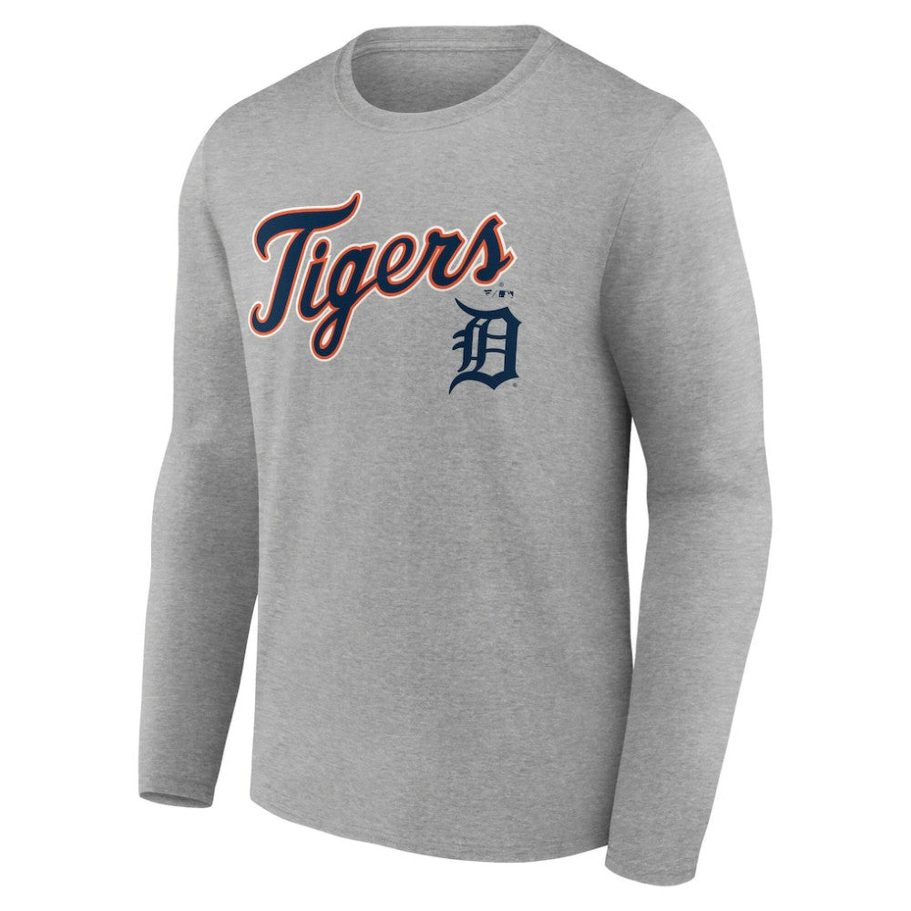 Detroit Tigers Team Lockup Long Sleeve T-Shirt - Gray