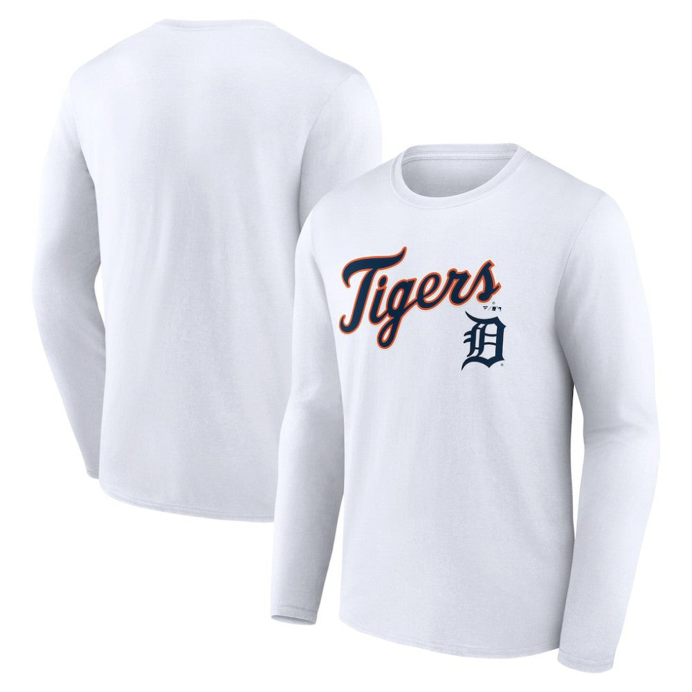 Detroit Tigers Team Lockup Long Sleeve T-Shirt - White