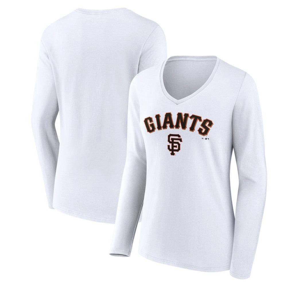 San Francisco Giants Women's Team Lockup Long Sleeve V-Neck T-Shirt - White