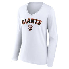 San Francisco Giants Women's Team Lockup Long Sleeve V-Neck T-Shirt - White