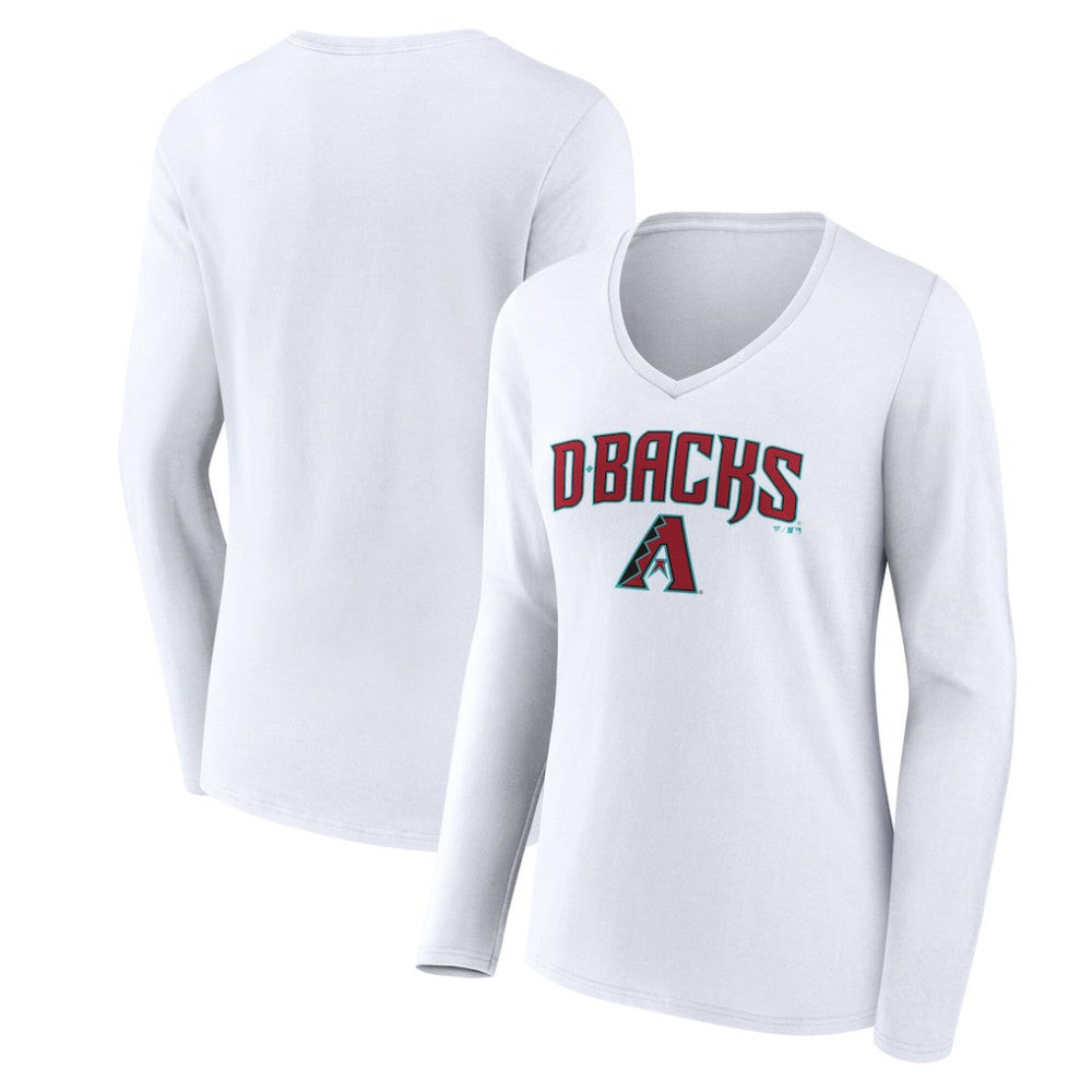 Arizona Diamondbacks Women's Team Lockup Long Sleeve V-Neck T-Shirt - White