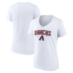 Arizona Diamondbacks Women's Team Lockup V-Neck T-Shirt - White