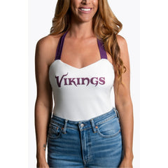 Minnesota Vikings Cuce Women's Rhinestone Semi-Cropped Halter Tank - White outlet
