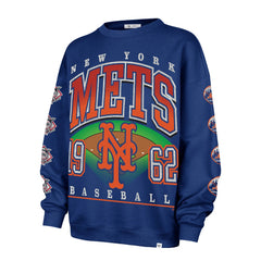 New York Mets Women's Trendy Team Go Big Oversized Sweatshirt - Royal | 47 brand