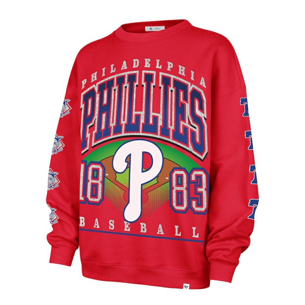 Philadelphia Phillies Women's Trendy Team Go Big Oversized Sweatshirt - Red | 47 brand
