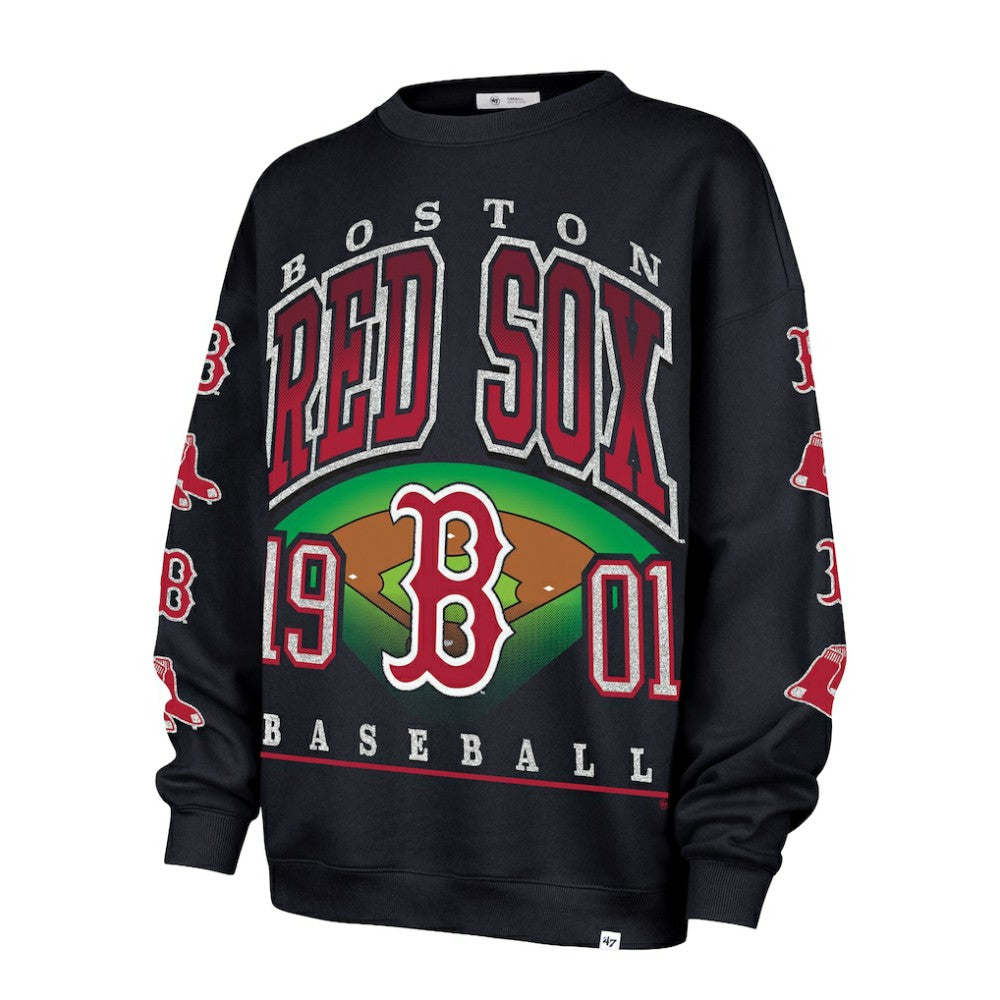 Boston Red Sox Women's Trendy Team Go Big Oversized Sweatshirt - Black | 47 brand