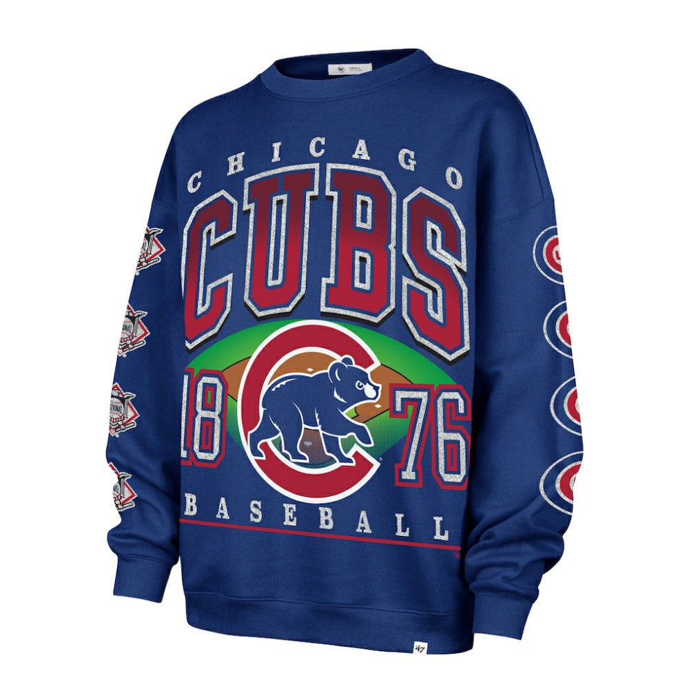 Chicago Cubs Women's Trendy Team Go Big Oversized Sweatshirt - Royal | 47 brand