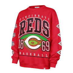 Cincinnati Reds Women's Trendy Team Go Big Oversized Sweatshirt - Red | 47 brand