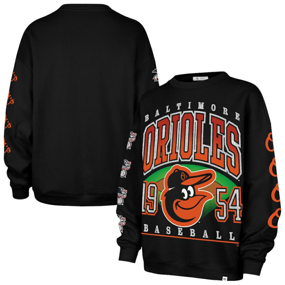 Baltimore Orioles Women's Trendy Team Go Big Oversized Sweatshirt - Black | 47 brand