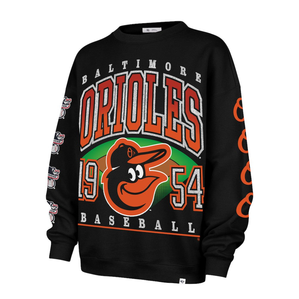 Baltimore Orioles Women's Trendy Team Go Big Oversized Sweatshirt - Black | 47 brand