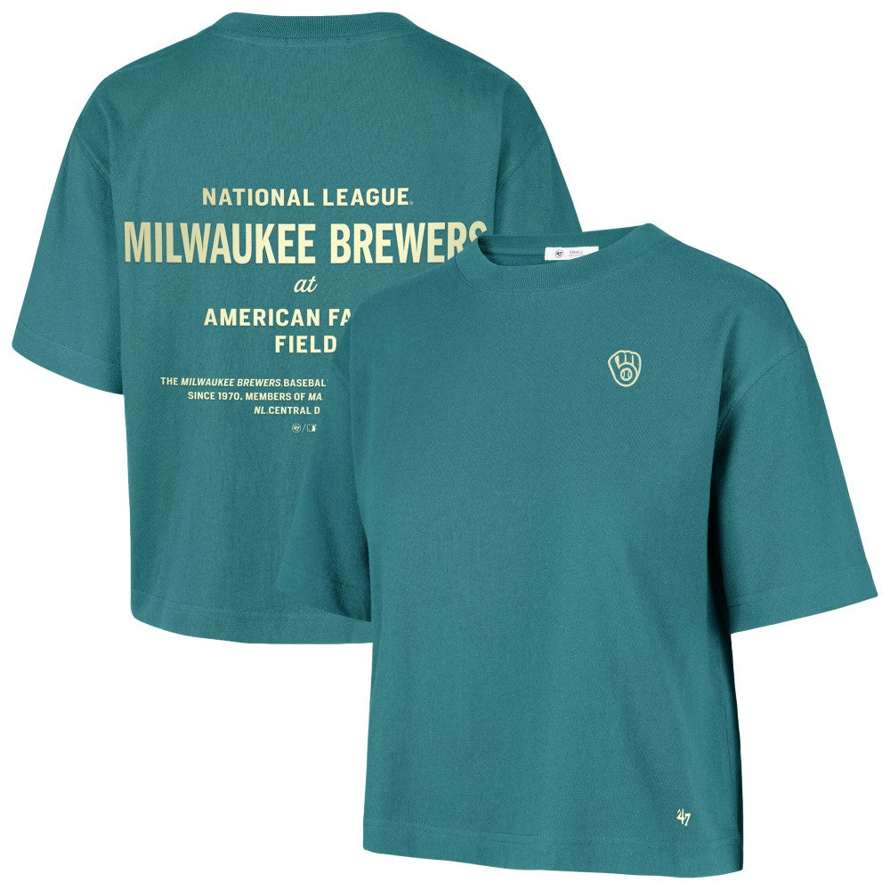 Milwaukee Brewers Women's Contemporary Basics Leon City T-Shirt - Teal | 47 brand