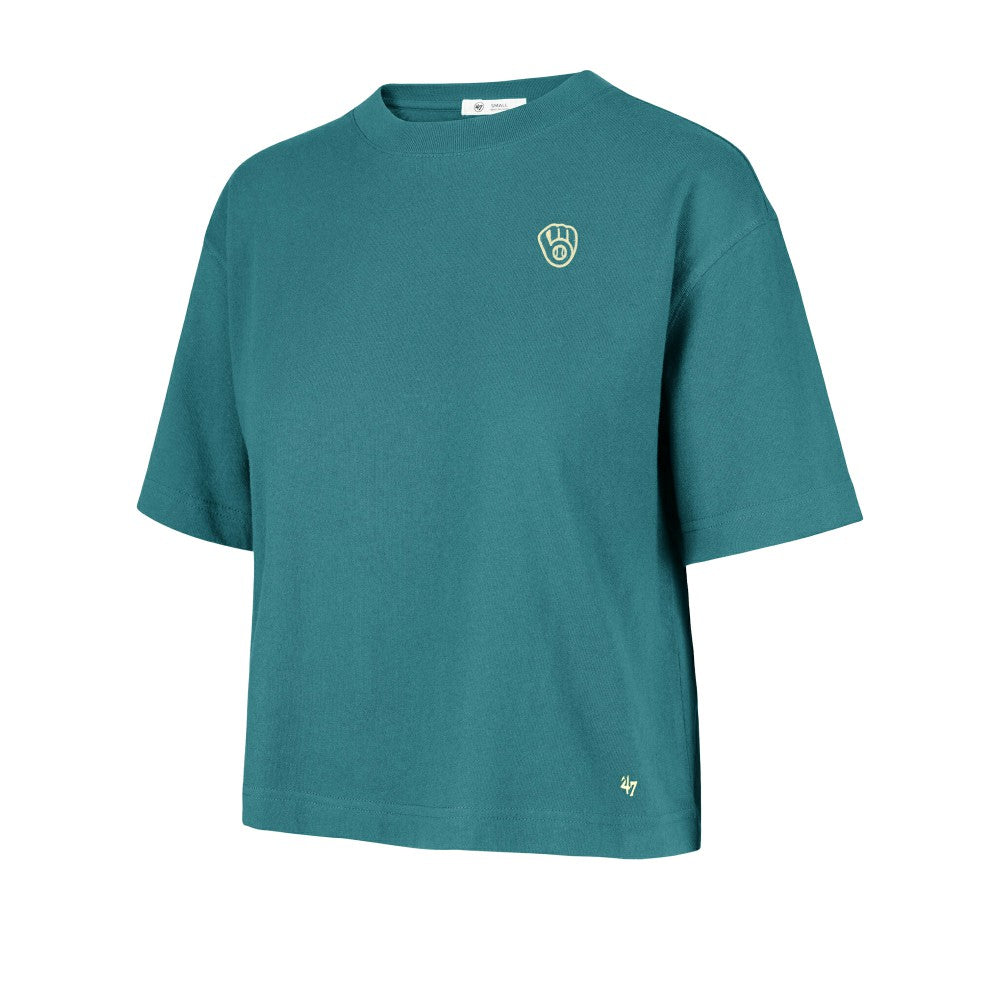 Milwaukee Brewers Women's Contemporary Basics Leon City T-Shirt - Teal | 47 brand