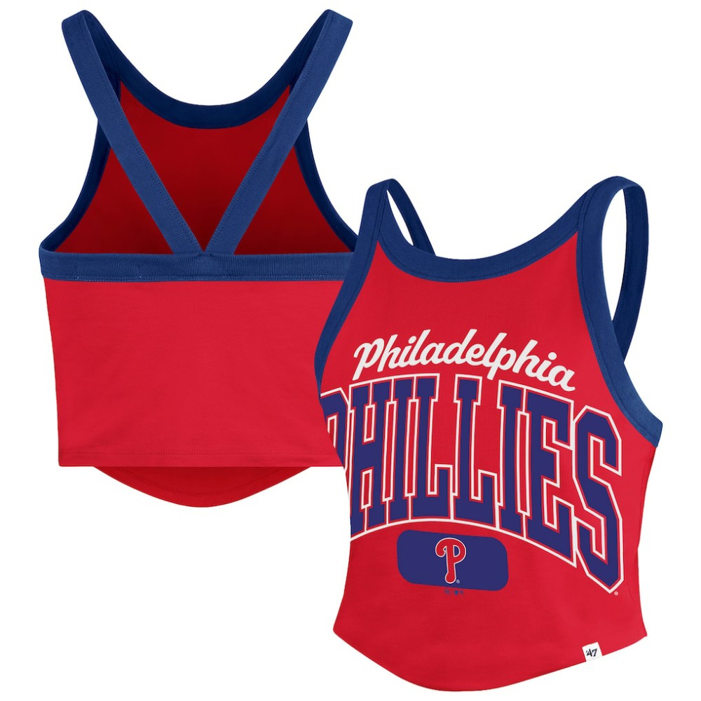 Philadelphia Phillies Women's Trendy Team Rally Sporty Cropped Racerback Tank Top - Red | 47 brand