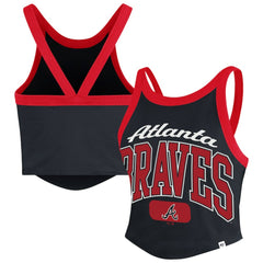 Atlanta Braves Women's Trendy Team Rally Sporty Cropped Racerback Tank Top - Black | 47 brand