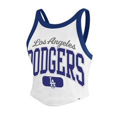 Los Angeles Dodgers Women's Trendy Team Rally Sporty Cropped Racerback Tank Top - White | 47 brand