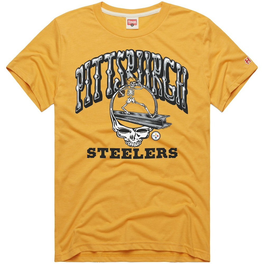 Pittsburgh Steelers Homage NFL x Grateful Dead Tri-Blend T-Shirt - Gold discount