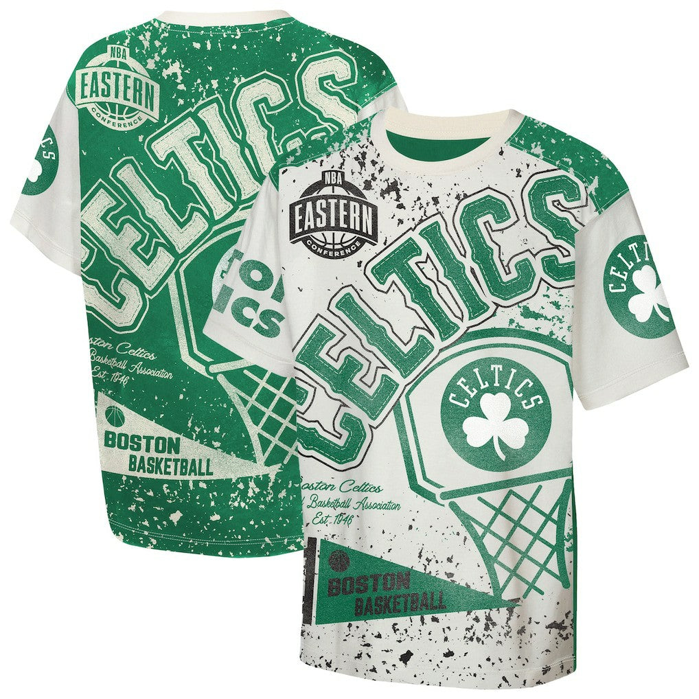 Boston Celtics Outerstuff Youth Top Player All-Over-Print T-Shirt - Cream cheap