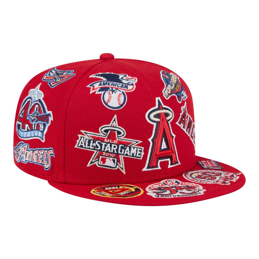 Los Angeles Angels All Over 59FIFTY Fitted Hat - Red | New Era
