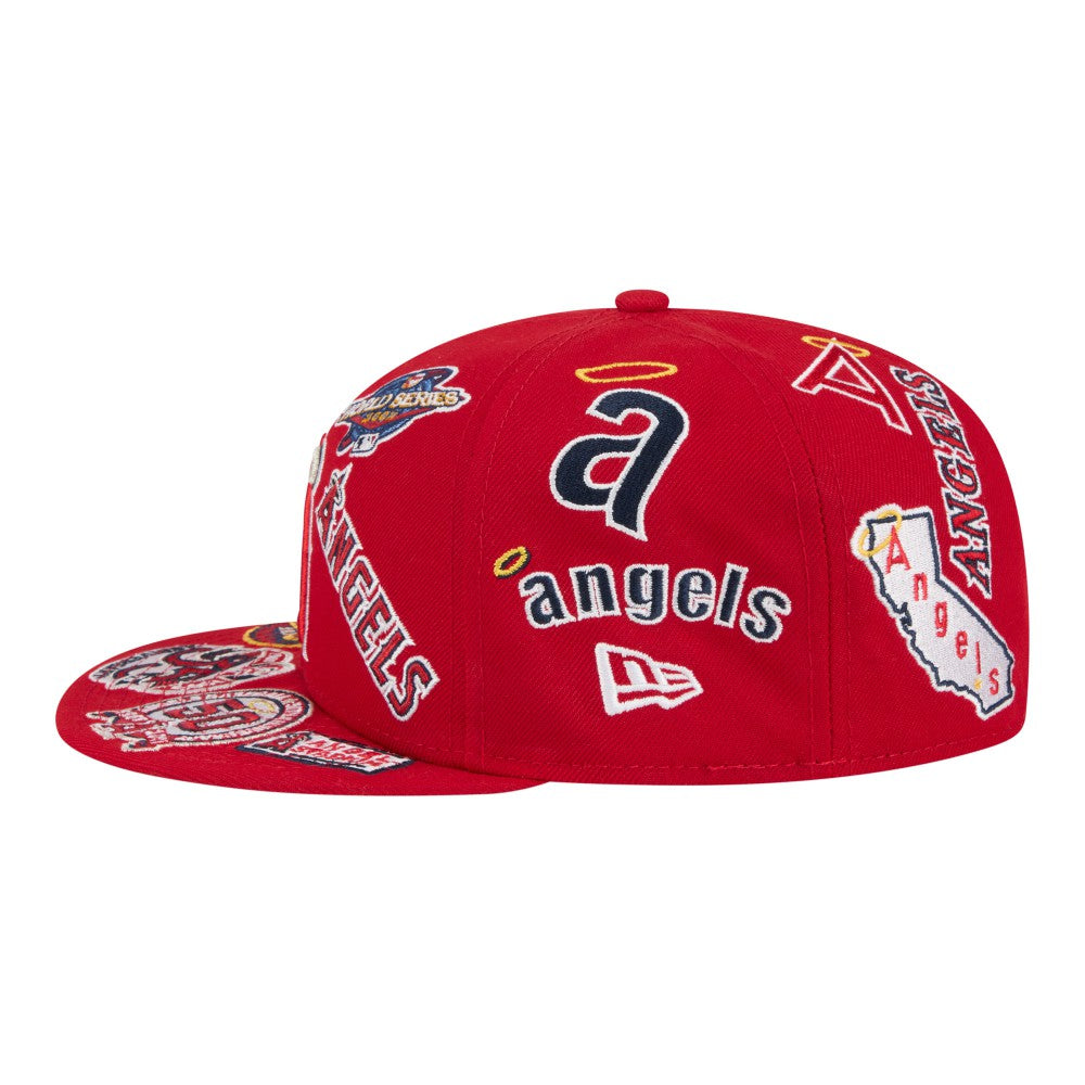 Los Angeles Angels All Over 59FIFTY Fitted Hat - Red | New Era
