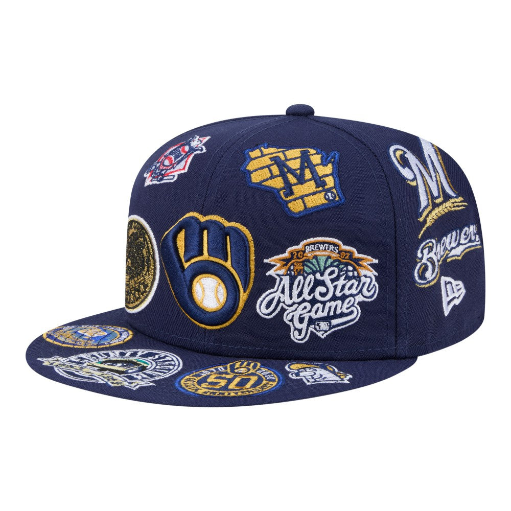 Milwaukee Brewers All Over 59FIFTY Fitted Hat - Navy | New Era