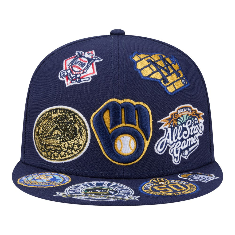 Milwaukee Brewers All Over 59FIFTY Fitted Hat - Navy | New Era