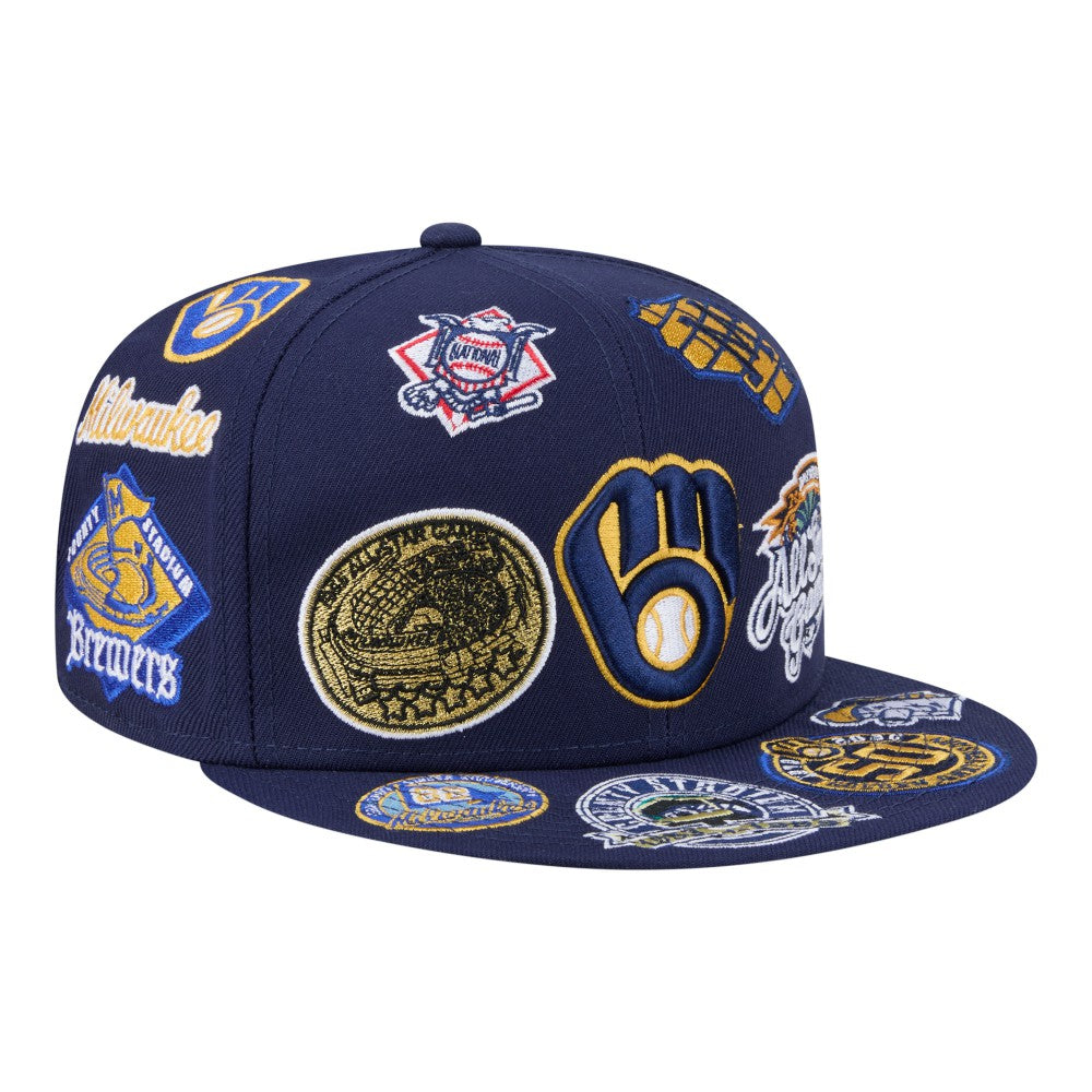Milwaukee Brewers All Over 59FIFTY Fitted Hat - Navy | New Era