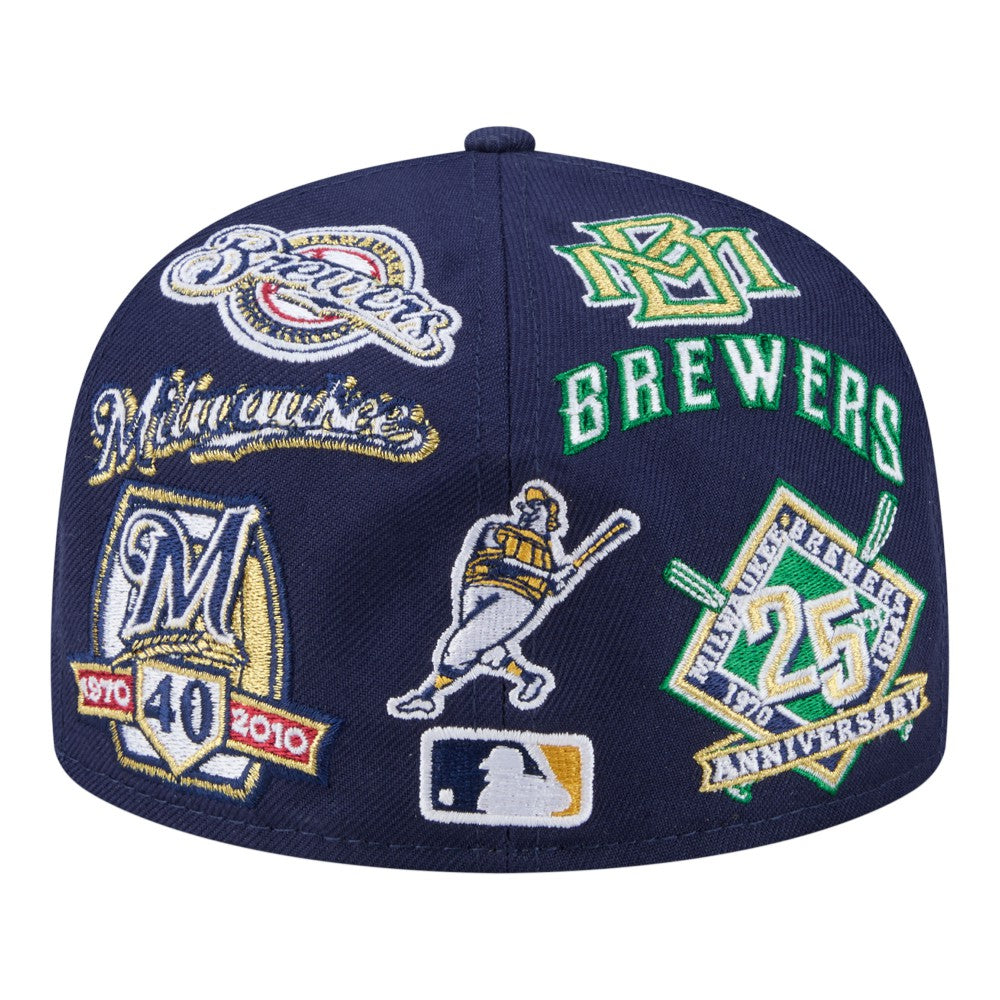 Milwaukee Brewers All Over 59FIFTY Fitted Hat - Navy | New Era