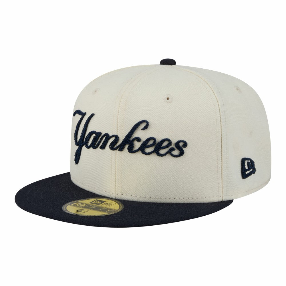 New York Yankees Two-Tone Stitch 59FIFTY Fitted Hat - Cream | New Era