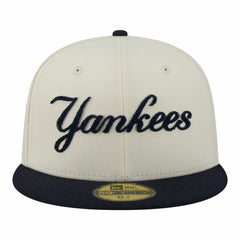 New York Yankees Two-Tone Stitch 59FIFTY Fitted Hat - Cream | New Era
