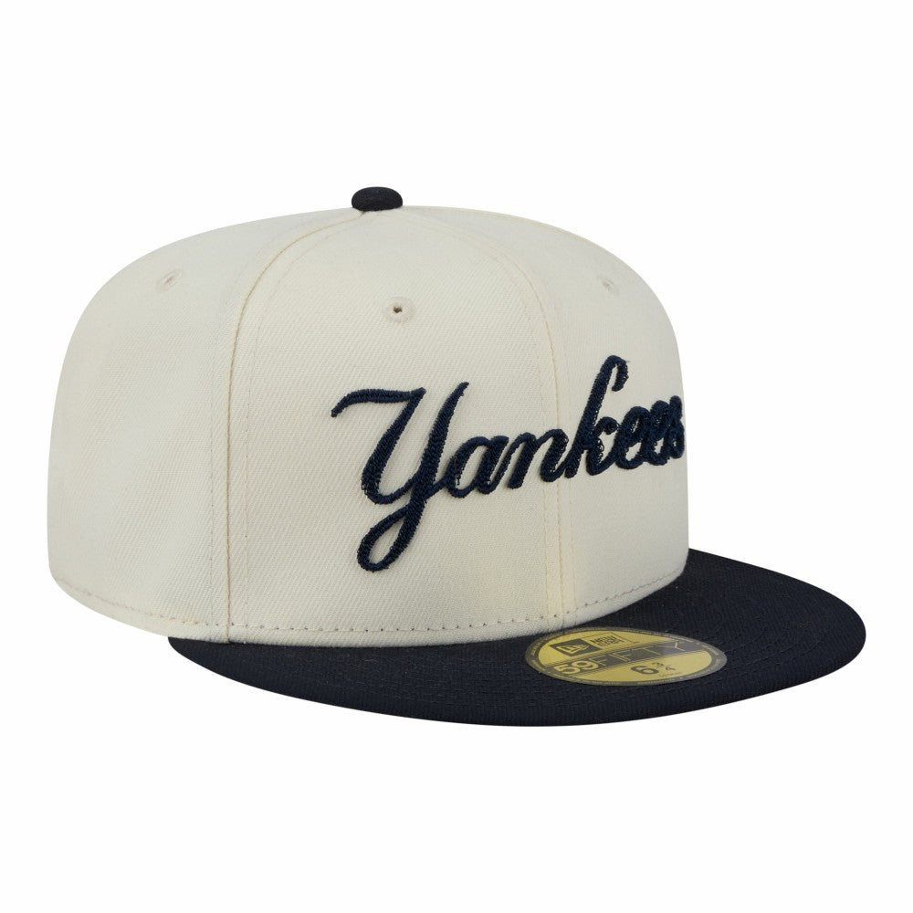 New York Yankees Two-Tone Stitch 59FIFTY Fitted Hat - Cream | New Era