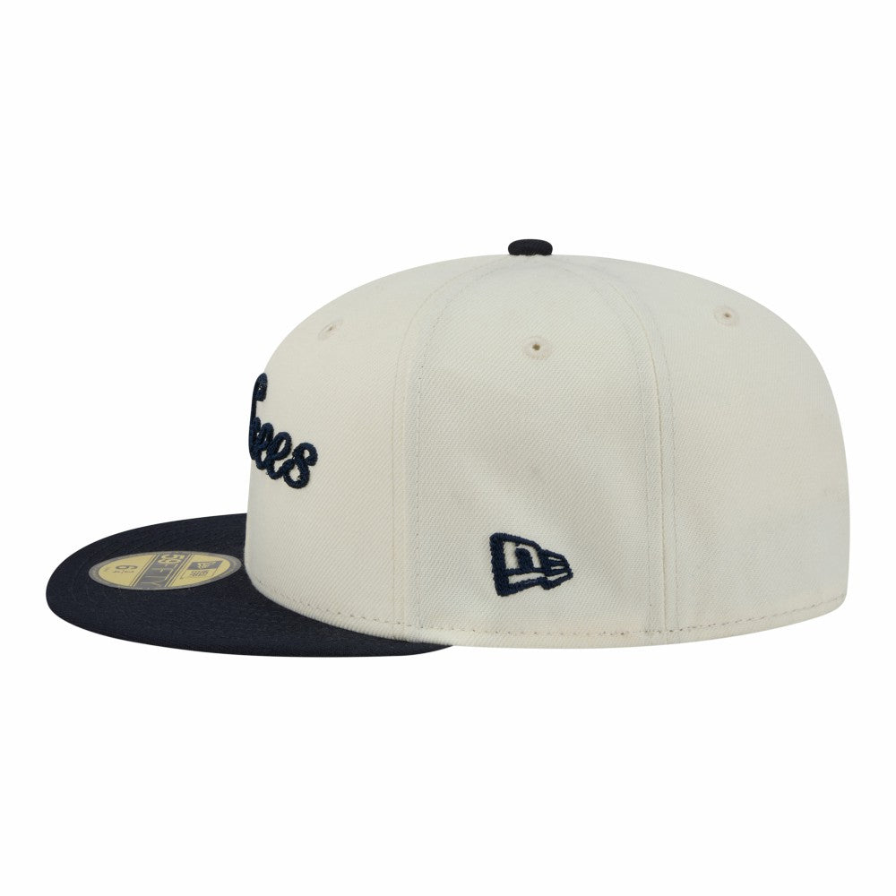 New York Yankees Two-Tone Stitch 59FIFTY Fitted Hat - Cream | New Era