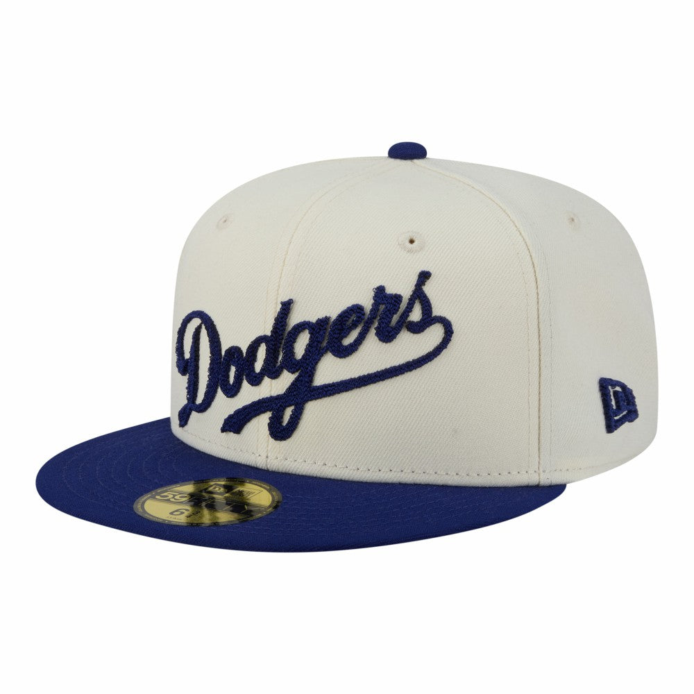 Los Angeles Dodgers Two-Tone Stitch 59FIFTY Fitted Hat - Cream | New Era
