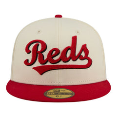 Cincinnati Reds Two-Tone Stitch 59FIFTY Fitted Hat - Cream | New Era