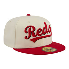 Cincinnati Reds Two-Tone Stitch 59FIFTY Fitted Hat - Cream | New Era