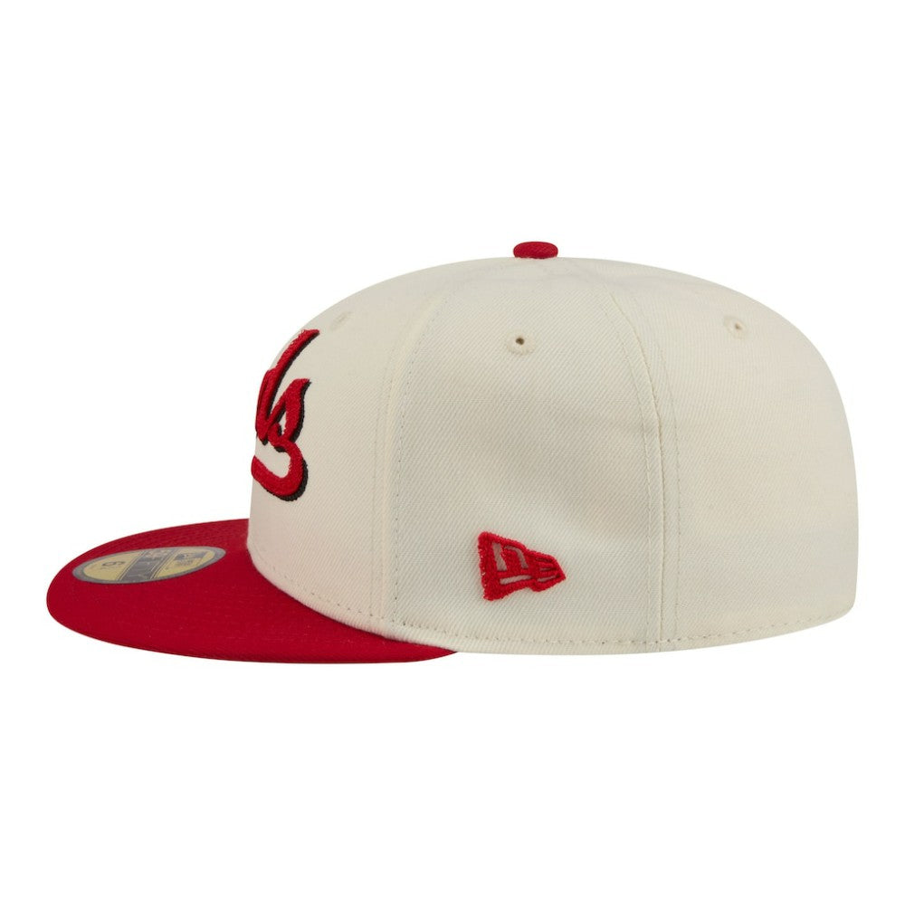 Cincinnati Reds Two-Tone Stitch 59FIFTY Fitted Hat - Cream | New Era