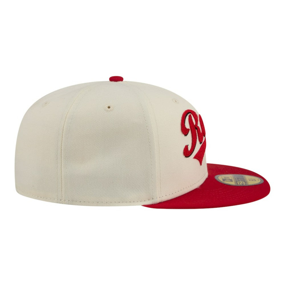 Cincinnati Reds Two-Tone Stitch 59FIFTY Fitted Hat - Cream | New Era